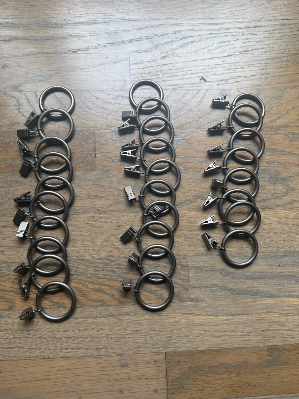 Set of 28 Matte Pewter Drapery Curtain Clip Rings Gunmetal
